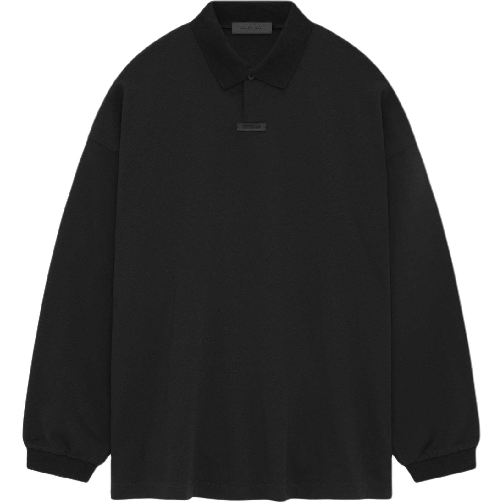 

Поло с длинным рукавом из пике Fear Of God Essentials, Obsidian Black/BLACK