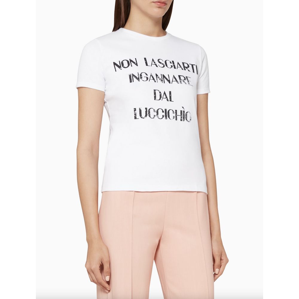 

Элегантная хлопковая футболка со стразами Elisabetta Franchi, белый