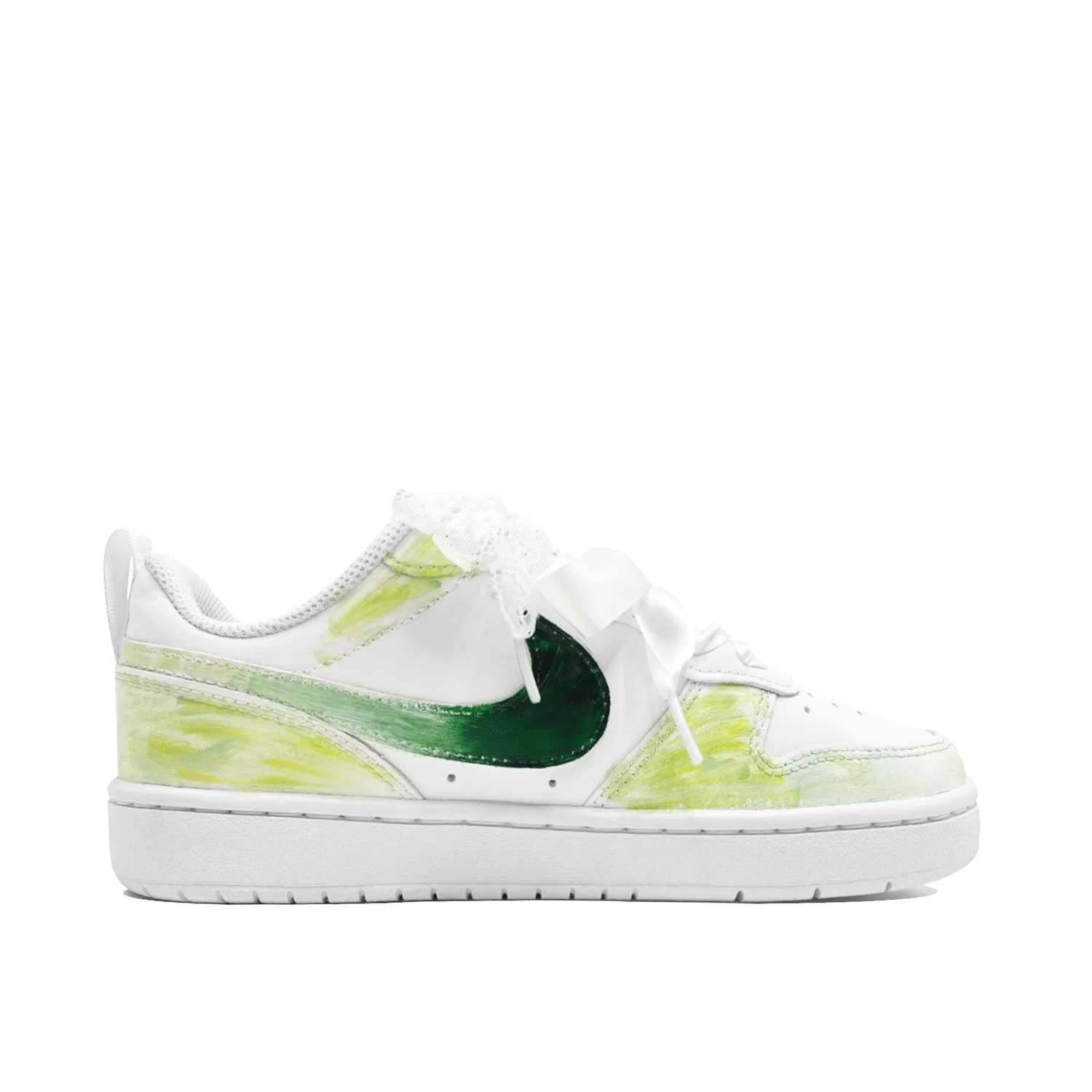 Кроссовки для скейтбординга Nike Court Borough Green Aurora Leather Low Top Teenagers Зеленый Белый — фото 3