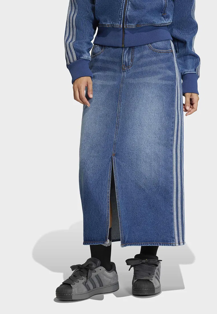 Джинсовая юбка-карандаш, 3 полоски, Adidas, синий