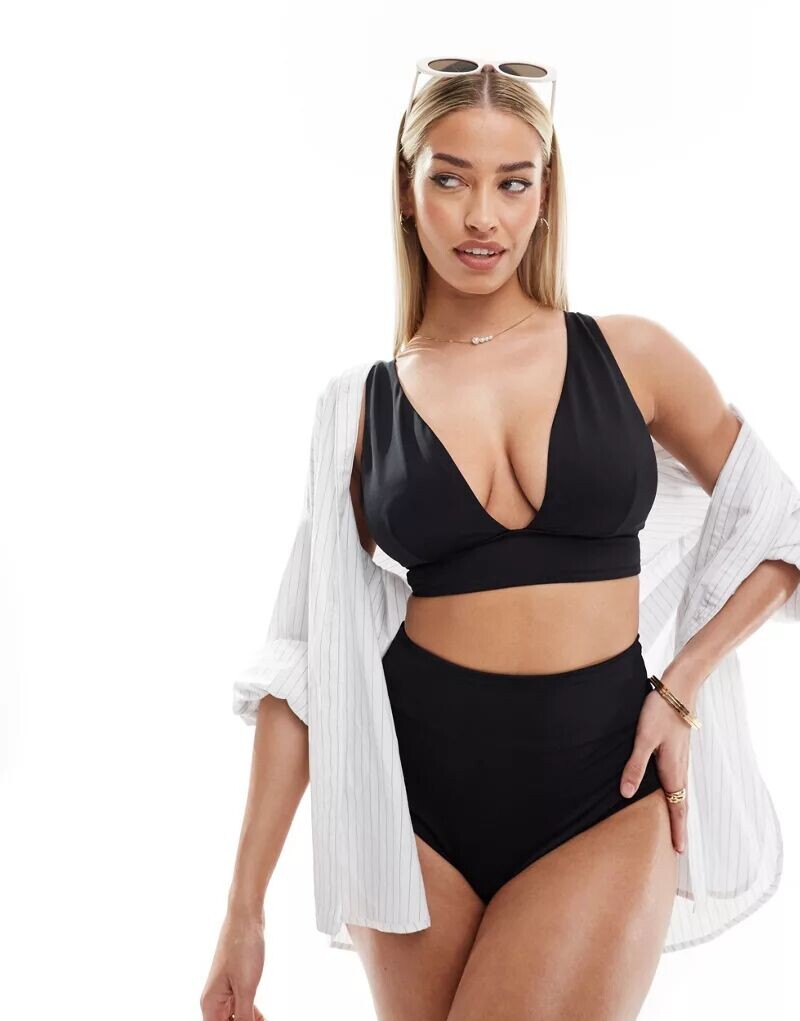 

Черный гладкий бикини-топ с глубоким вырезом ASOS Bigger Bust Maya Mix and Match, Коричневый, Черный гладкий бикини-топ с глубоким вырезом ASOS Bigger Bust Maya Mix and Match