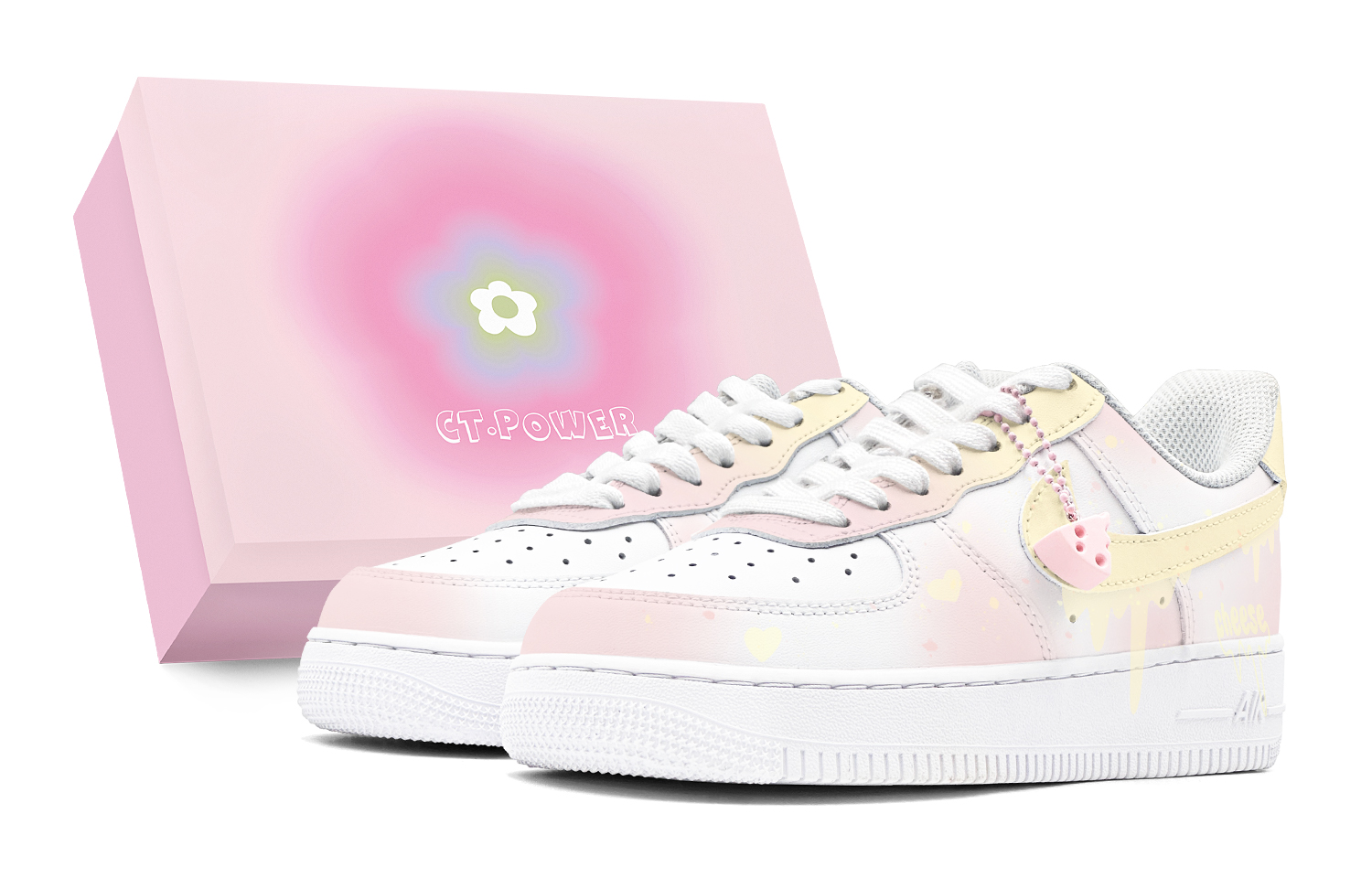 

Nike Air Force 1 Антискользящие Износостойкие Низкие Детские Скейтбординг Кроссовки Розовые Желтые Подростковые