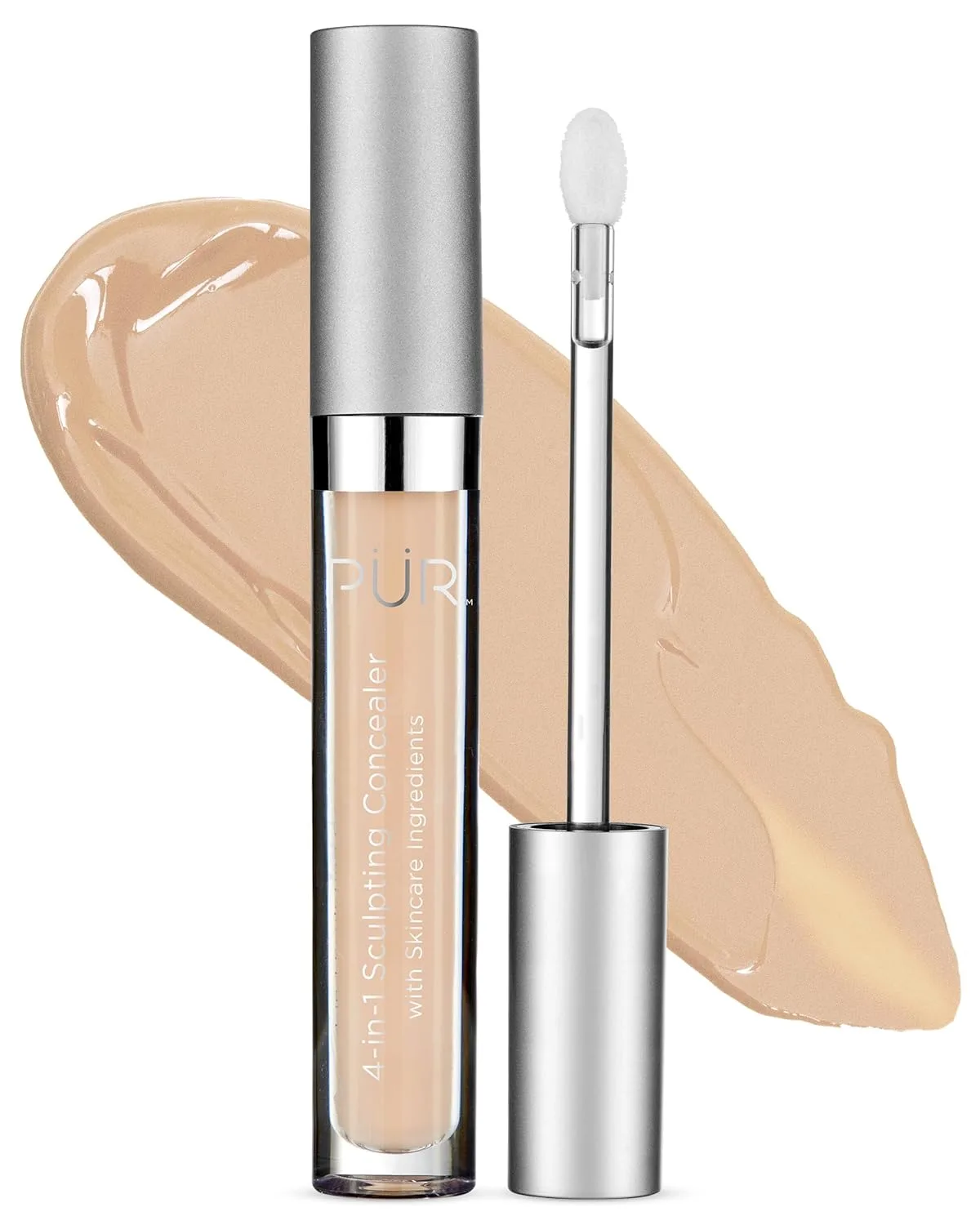 PÜR MINERALS 4-in-1 Sculpting Concealer для женщин - маскирует, осветляет, увеличивает объем и корректирует, увлажняющий консилер с покрытием от среднего до полного для темных кругов, Bisque - light golden medium skin