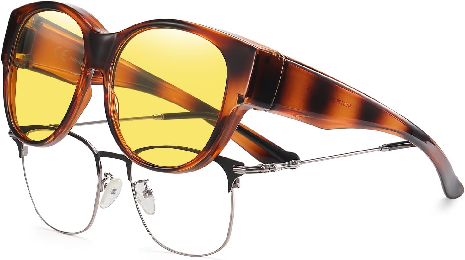 

Очки для вождения в ночное время HAOLOTA, женские, надеваются поверх обычных очков, поляризованные линзы желтого цвета с антибликовым покрытием для ночного использования, B10 Dot Tortoise/Night Vision