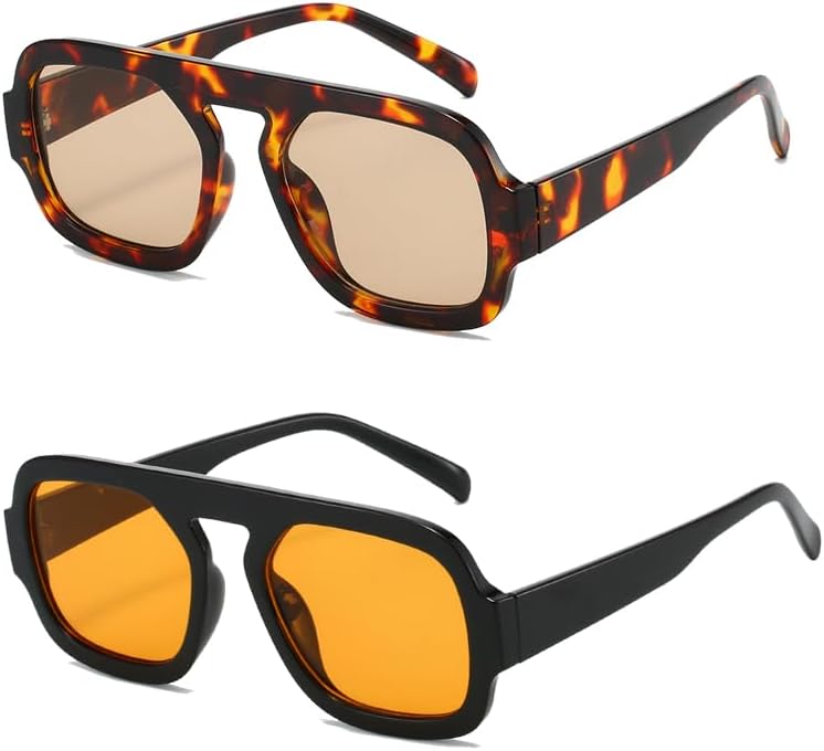 

Солнцезащитные очки YAMEIZE Square Pilot для женщин и мужчин: модные ретро-очки в стиле 70-х, классические солнцезащитные очки с плоской верхней частью для активного отдыха, Orange+leopardcp