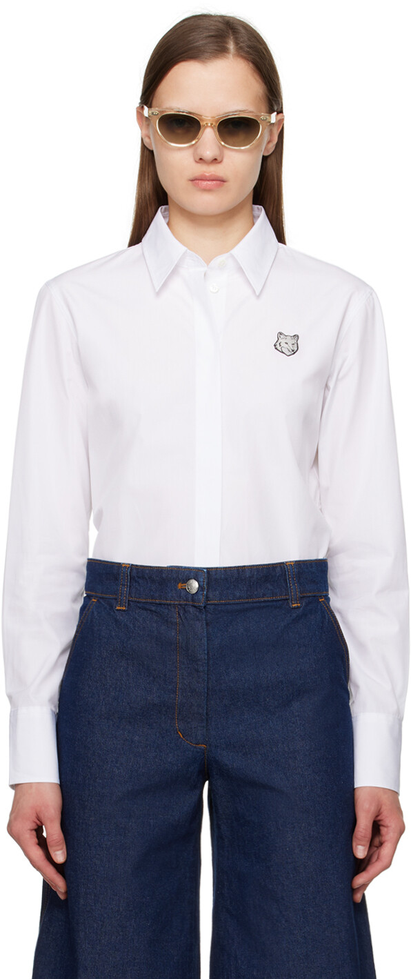 

Рубашка с головой лисы Maison Kitsune, белый