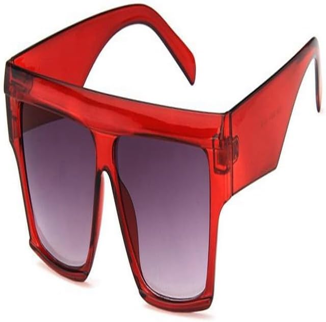 

Женские солнцезащитные очки с плоской верхней частью, пластиковой оправой, градиентными линзами, увеличенного размера, черного цвета, в модном стиле JWMSXYQR, Red Grey