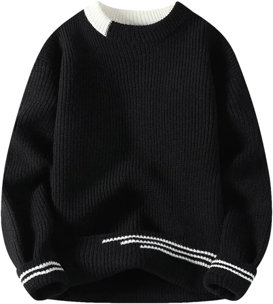 

Мужской свитер с круглым вырезом и свободным кроем