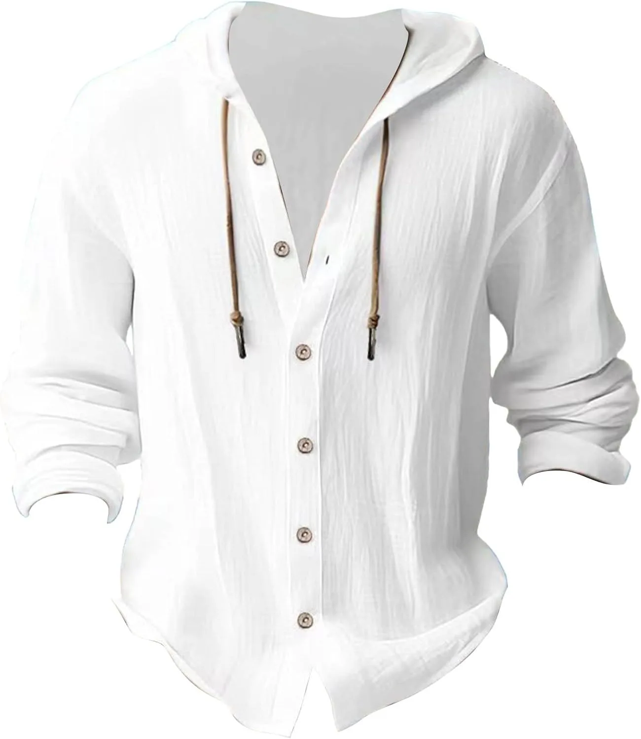 

Мужская льняная толстовка на пуговицах с длинным рукавом