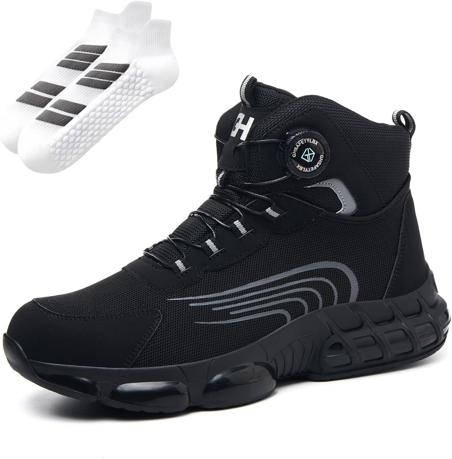 

Улучшенные обувные ботинки с защитой пальцев из стали, высокие ботинки с защитой голеностопа Ufladi, черный