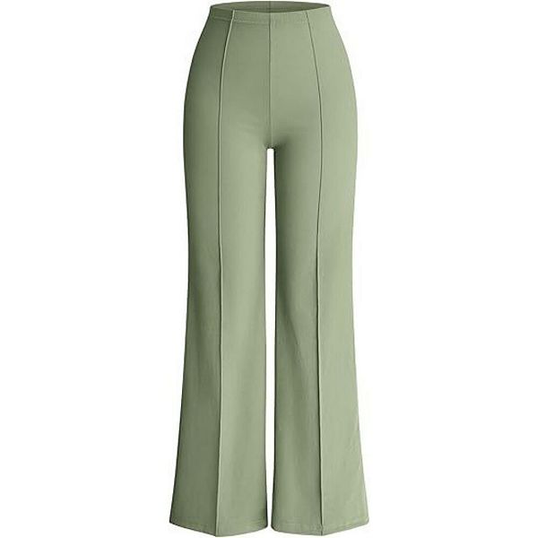 

Женские брюки с широкими штанинами и высокой талией для офиса Yesfashion, Green