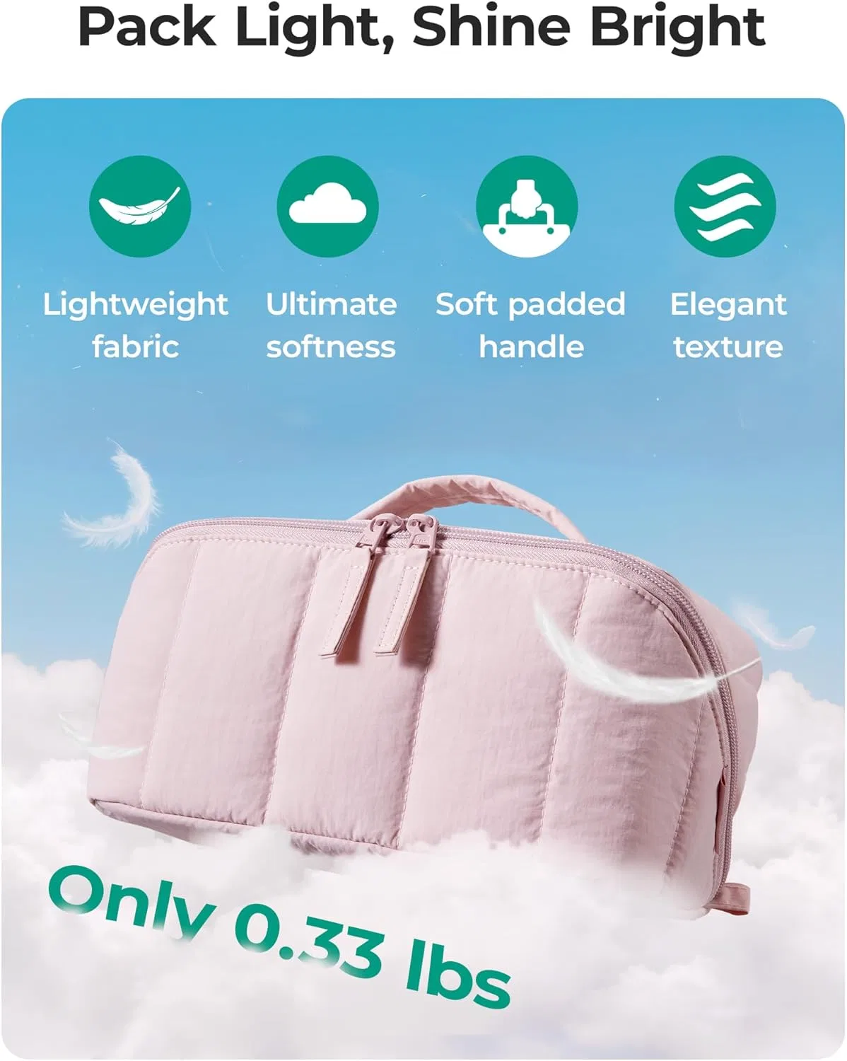 Женская дорожная косметичка BAGSMART, водоотталкивающая Bagsmart, Camel — фото 4
