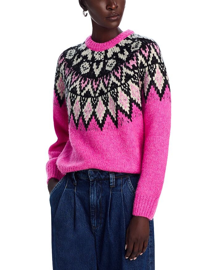 

Свитер с круглым вырезом AQUA Fair Isle, розовый