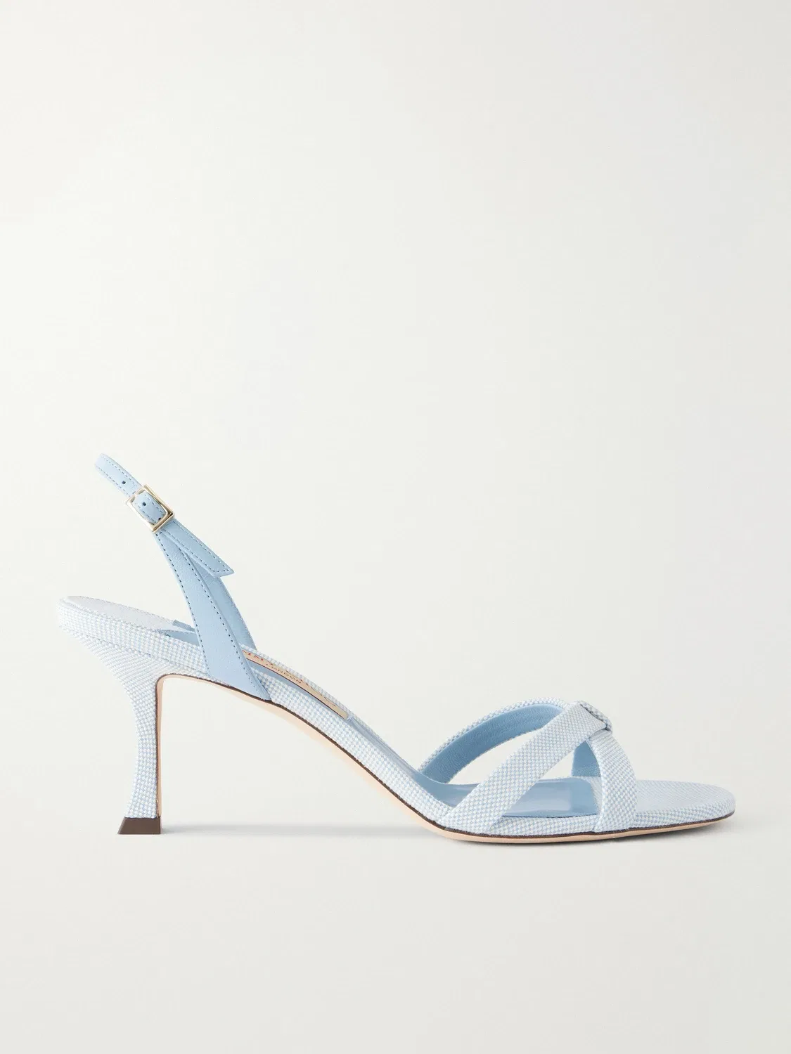 Elsy 70 босоножки-слингбэки из канваса с кожаной отделкой JIMMY CHOO, голубой