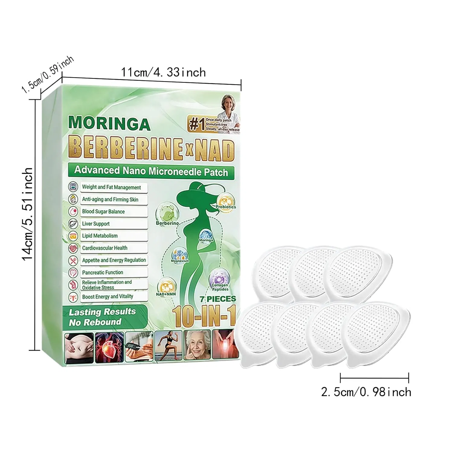Микроигольные патчи Moringa NAD 10-в-1 (2 шт.) ‎Generisch, Pack Of 2 — фото 3