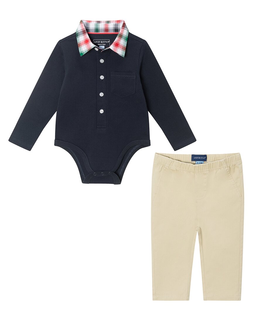 

Комплект из боди и брюк Andy & Evan Holiday Polo, синий