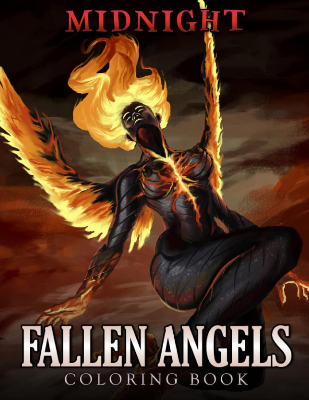 

Midnight Fallen Angels Coloring Book: Fabulous Coloring Pages Features Beautiful Illustrations With Black Edition For Adults, Teens Relaxation And Stress Relieving
