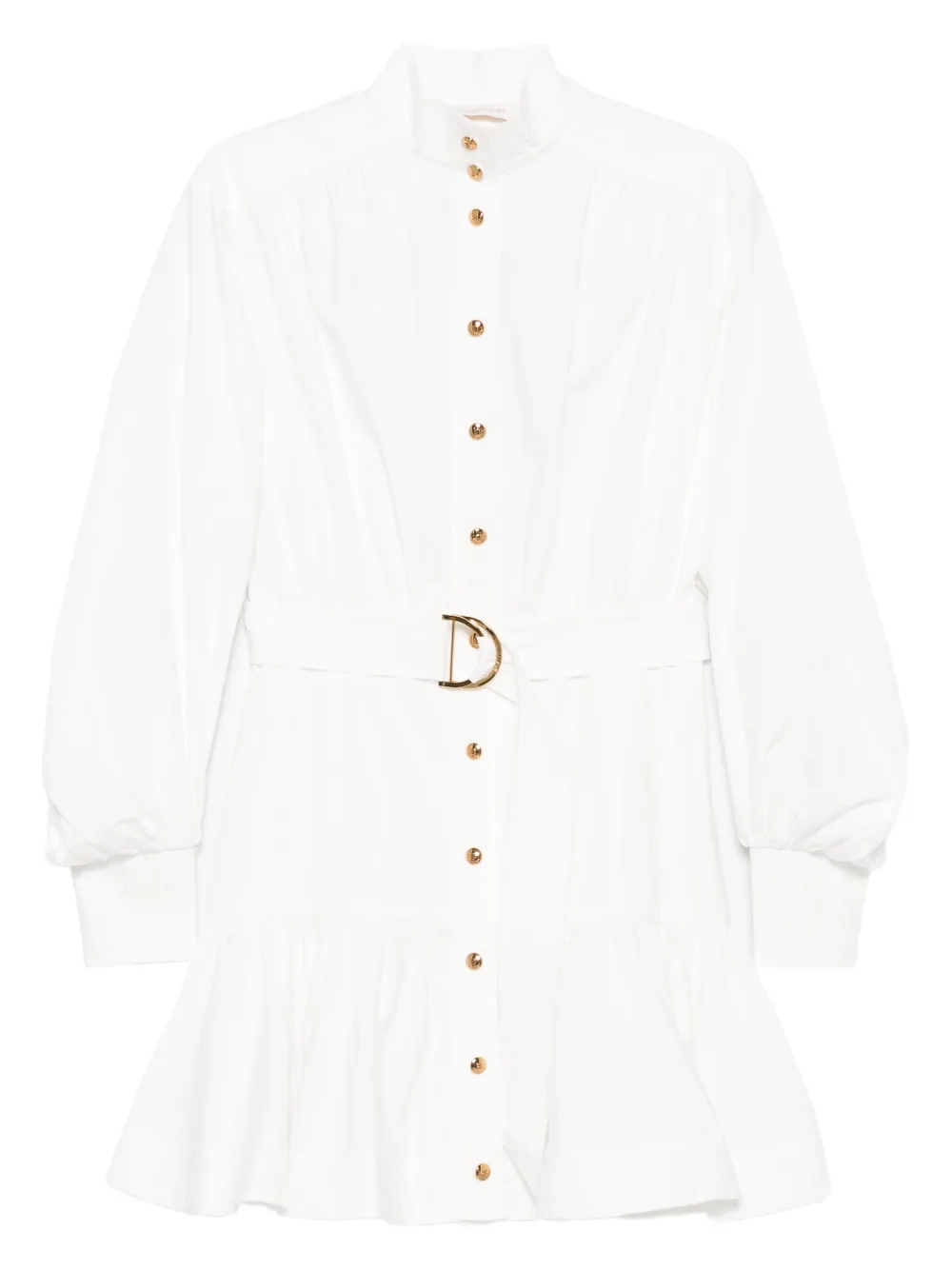 

Мини-платье с поясом и застежкой на пуговицы спереди ZIMMERMANN, белый