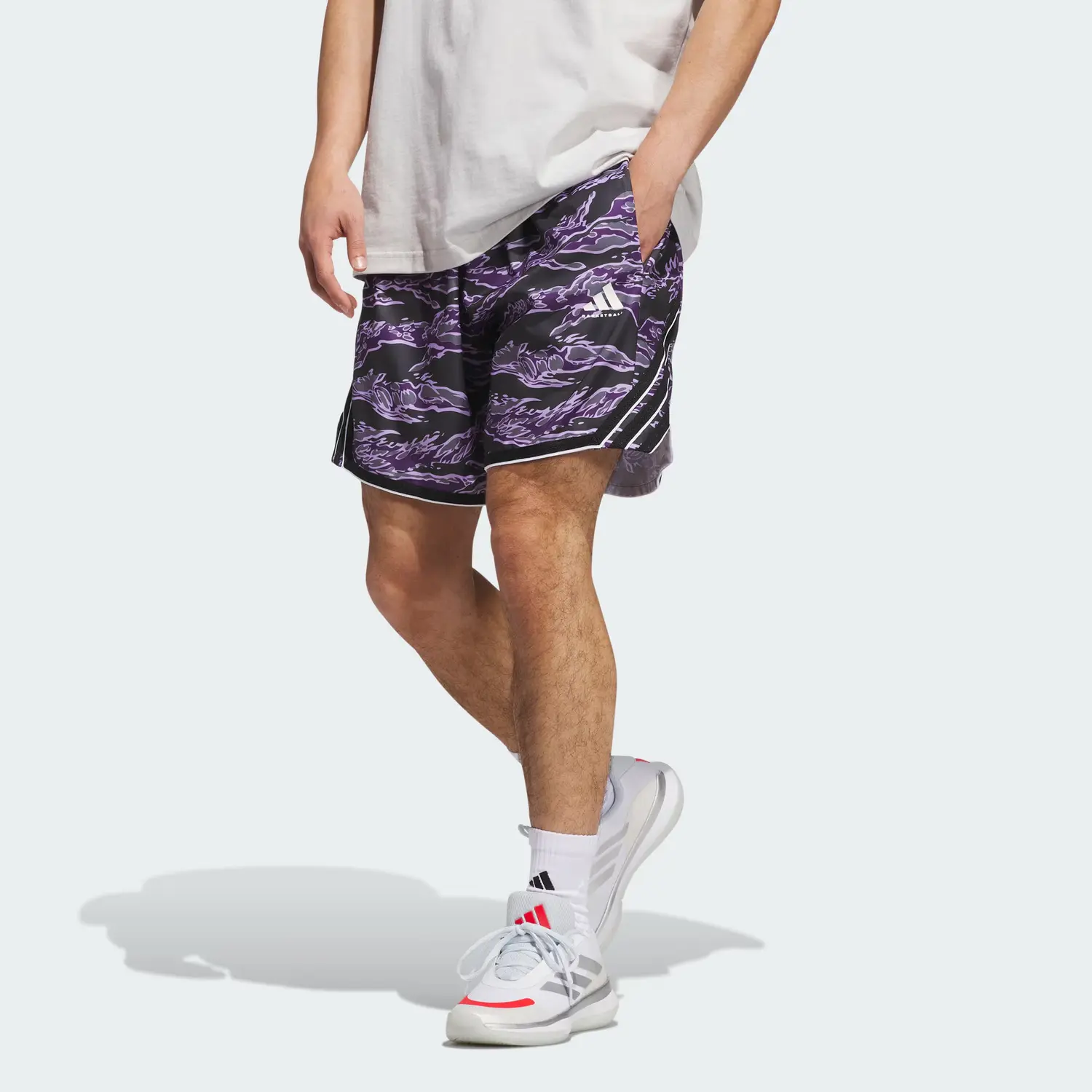 Шорты спортивные Climacool SS25 CRAZY LITE AOP мужские Adidas, фиолетовый/черный — фото 4