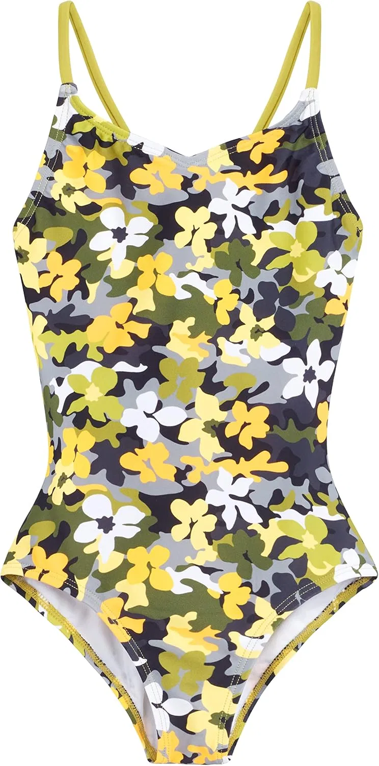 Слитный купальник Kanu Surf Girls' Hurricane Beach Sport UPF 50, Garden Camo Black/Olive