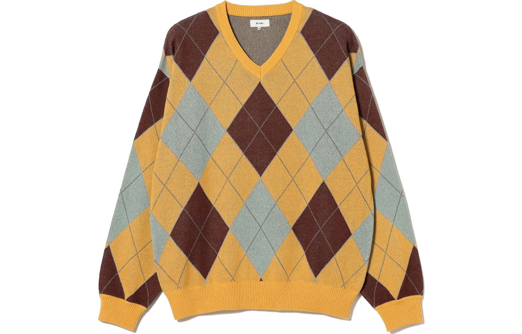 

Трикотажный джемпер мужской с V-образным вырезом Moderate Others Beams, оранжевый