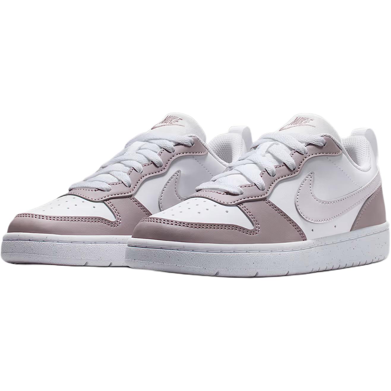 Nike Court Borough устойчивые к истиранию низкие детские скейтбординговые кроссовки White Purple для подростков — фото 3