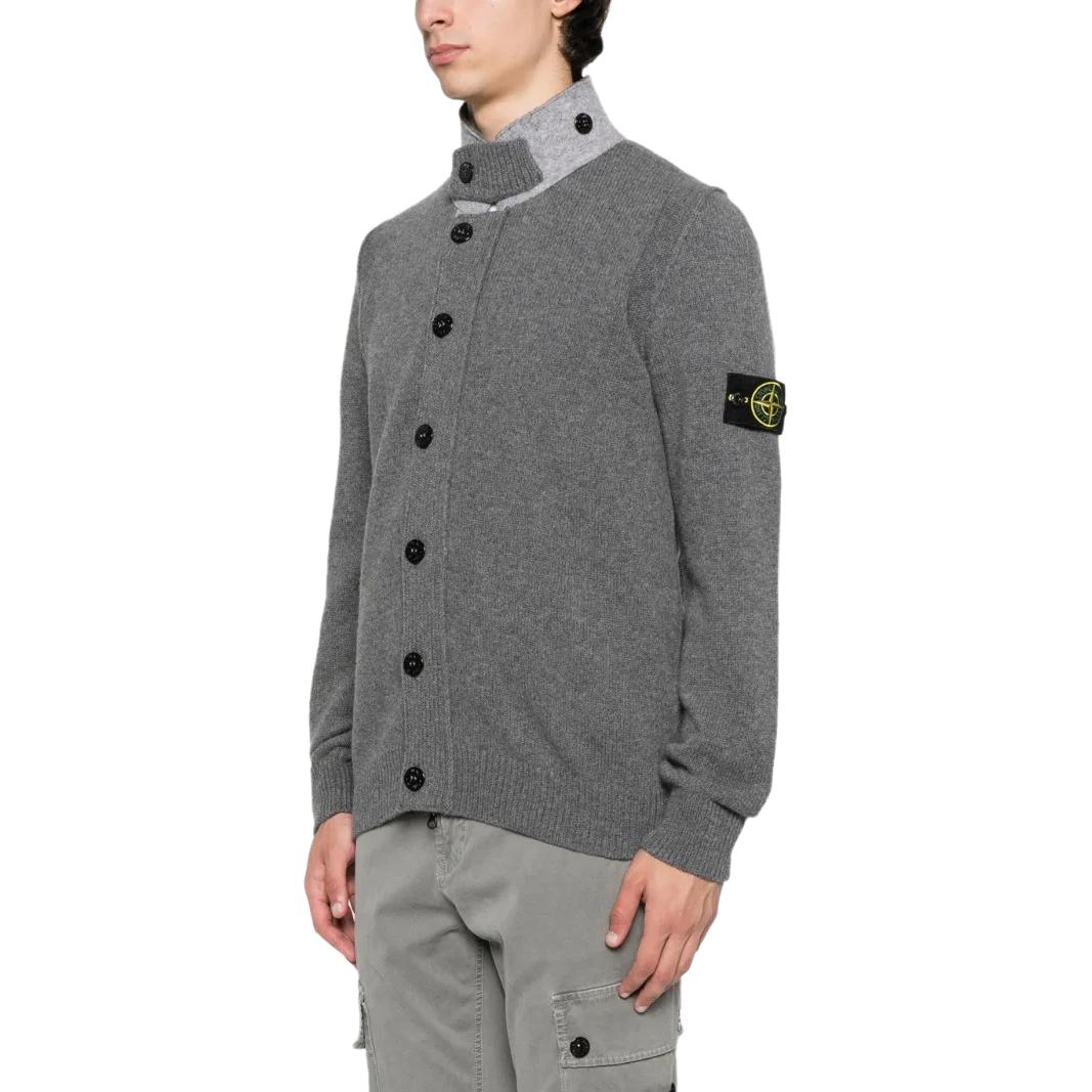 Кардиган с лого-нашивкой и пуговицами STONE ISLAND, серый — фото 4