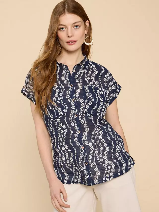 

Рубашка White Stuff Ellie Organic Cotton, цвет navy/multi