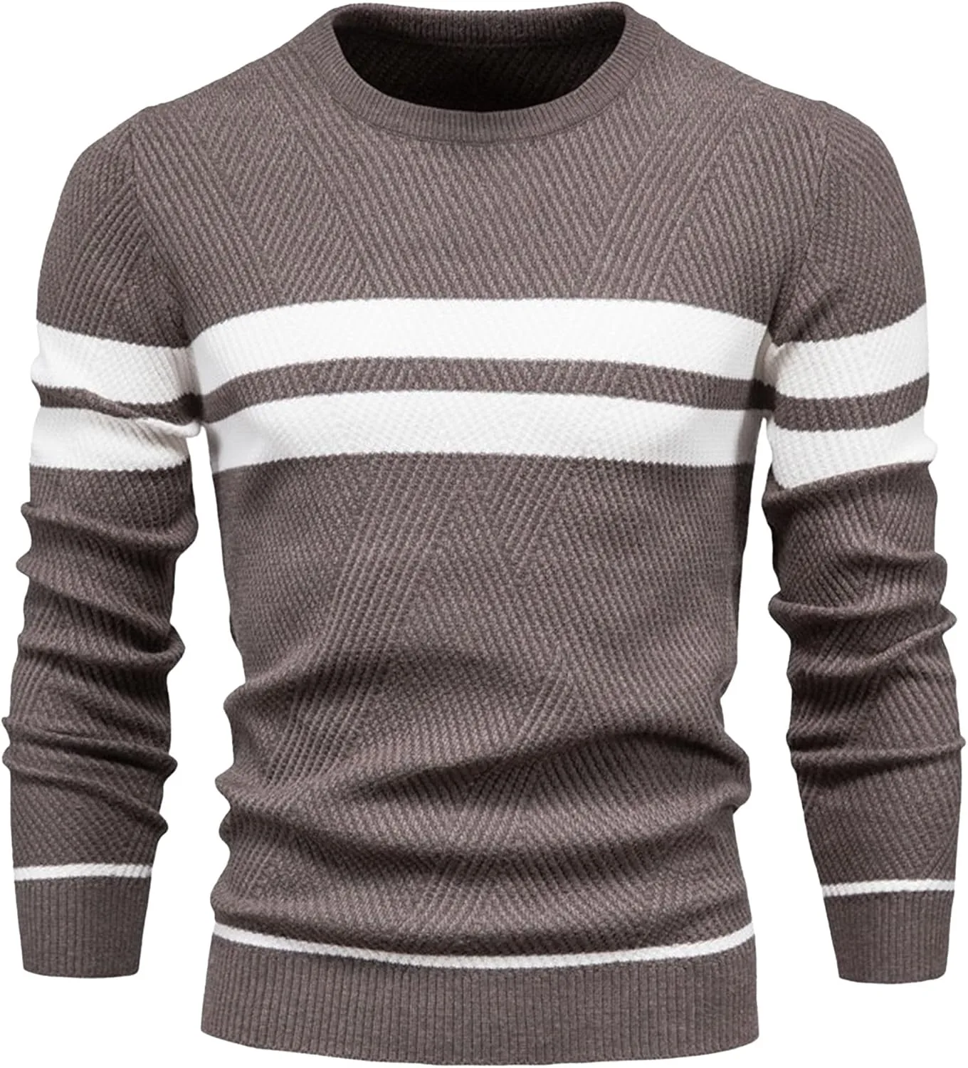 

Мужской свитер с круглым вырезом Slim Fit в полоску