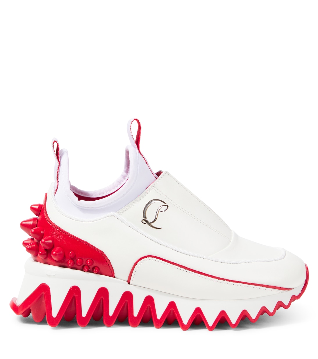 Мини-кроссовки Sharkyloub слипоны Christian Louboutin Kids, Bianco/Loubi — фото 3