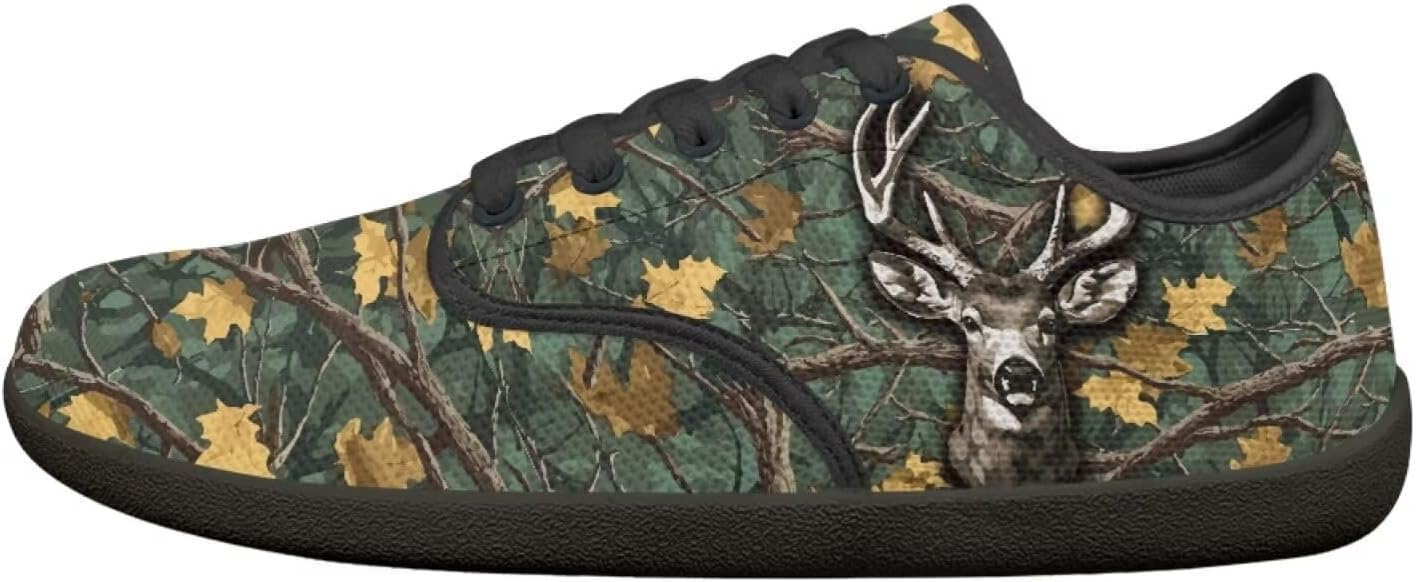 

Мужские кроссовки низкие повседневные с шнуровкой, с широким носком, для ходьбы, кроссовки с подошвой нулевого перепада Pointodoor, Camo Hunting Deer