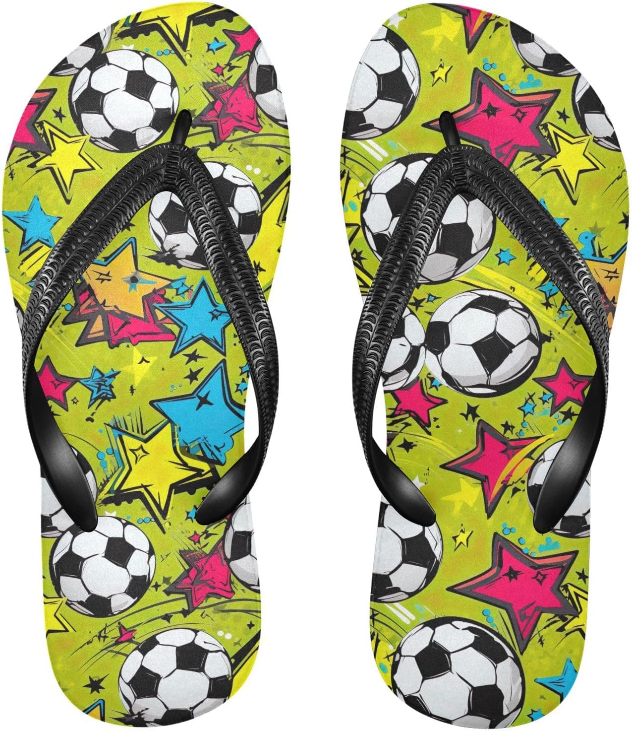

Шлепанцы SPRIPORT для футбола и футбольного стиля для женщин и мужчин, удобные повседневные вьетнамки с амортизирующей подошвой и нескользящей резиновой подошвой, сандалии для пляжа и прогулок летом, Multicoloured