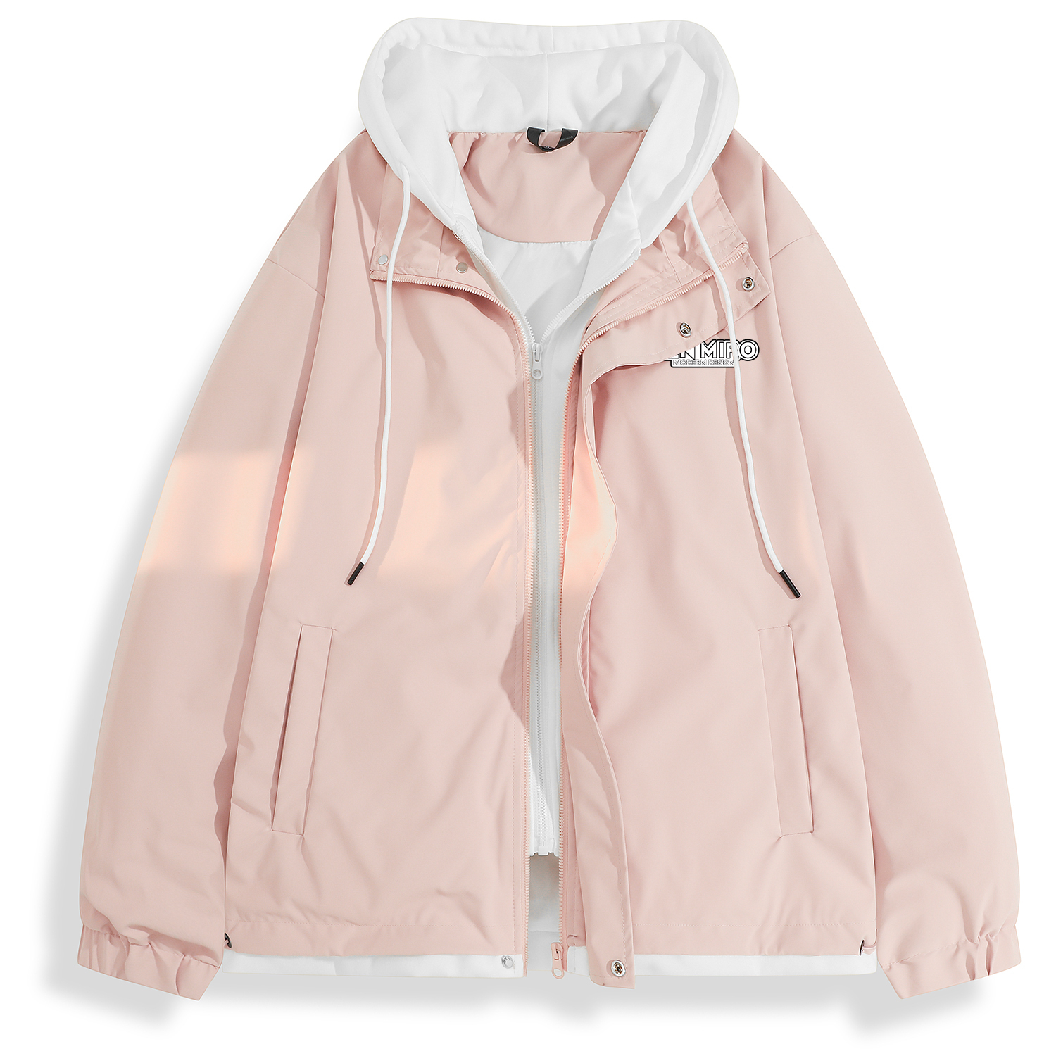 

TEN MIRO Пуховик Unisex, Pink+White (Thin, Non-Padded)