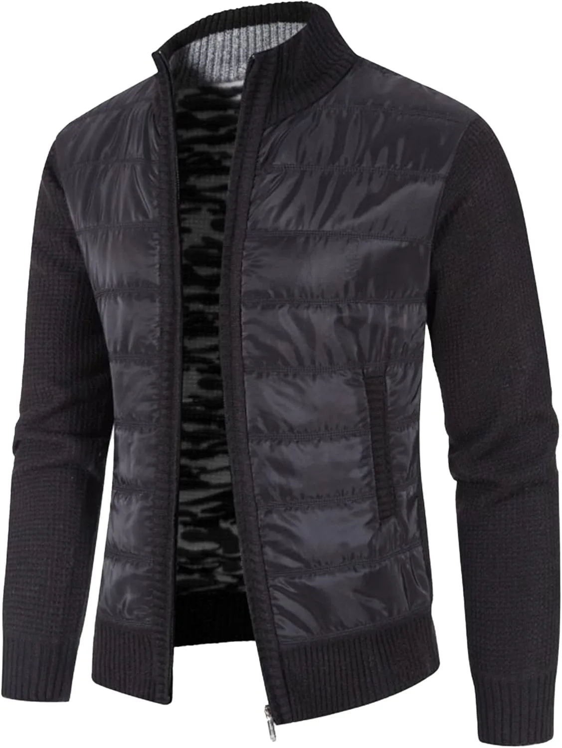 Мужской кардиган с воротником стойкой, slim fit, на молнии