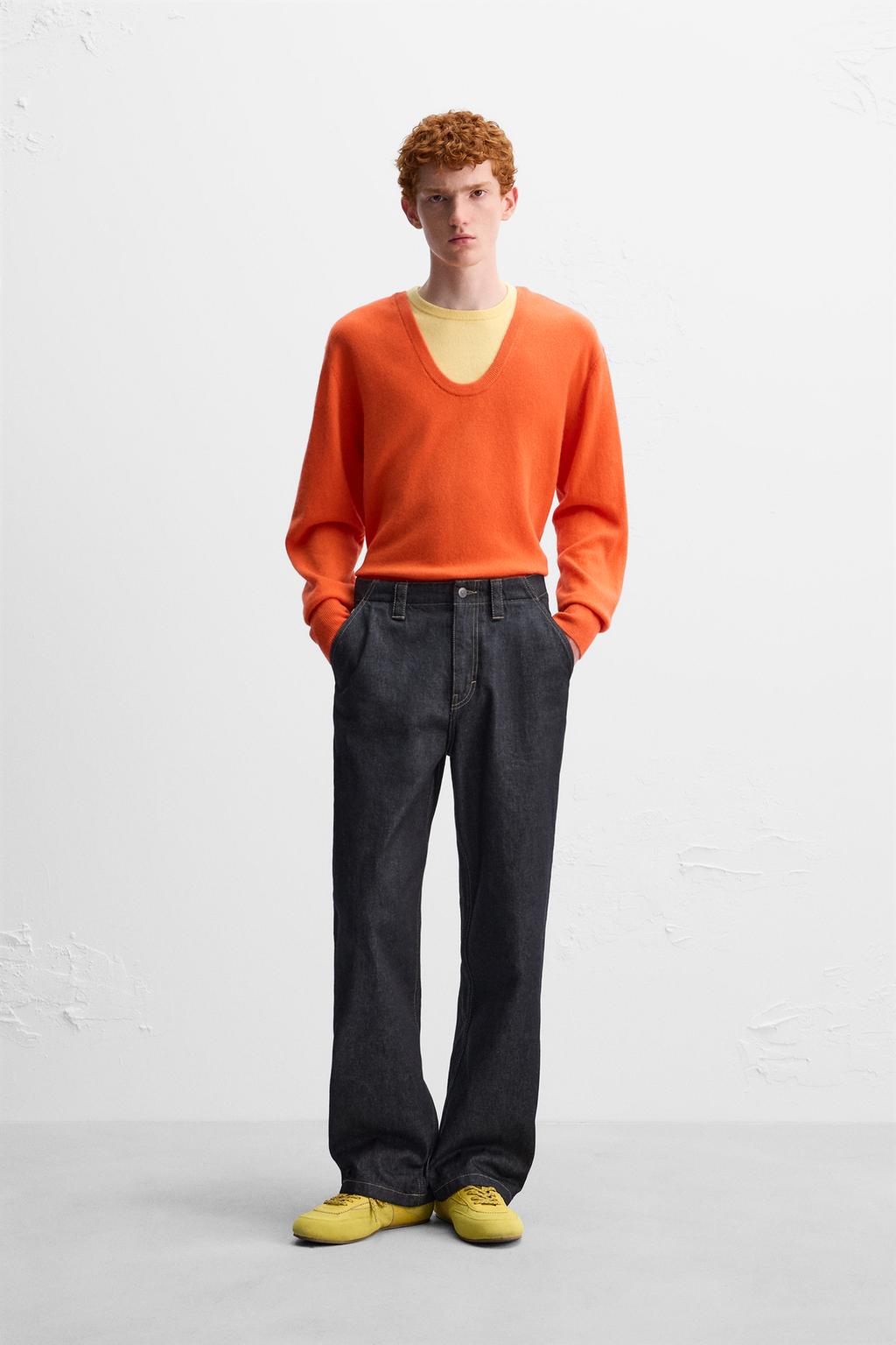 

Шерстяной свитер color block x harry lambert ZARA, оранжевый