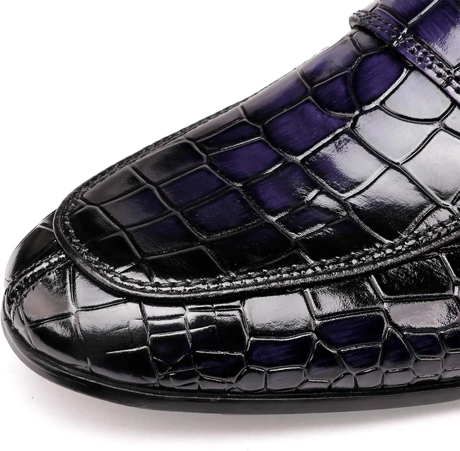 Лоферы мужские с принтом крокодила, Formal Leather, синие — фото 2