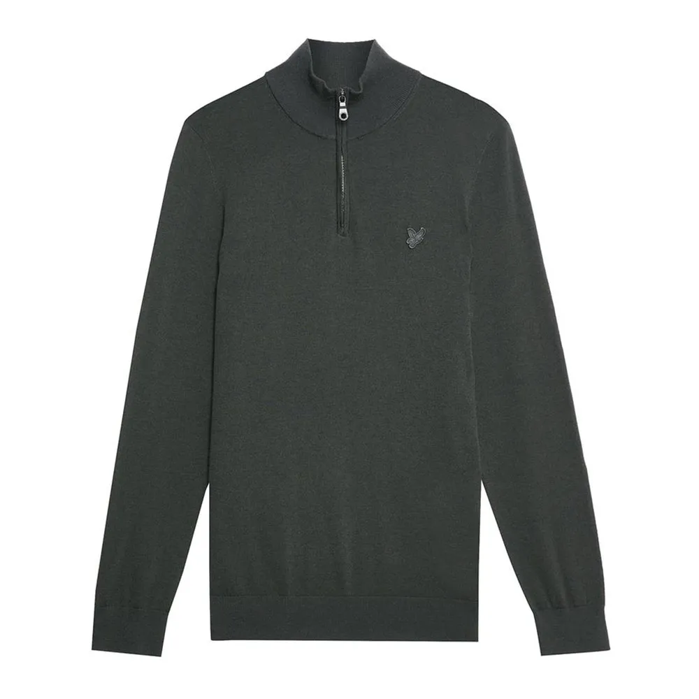 

Свитер Lyle & Scott Tonal Eagle Marino half zip, серый