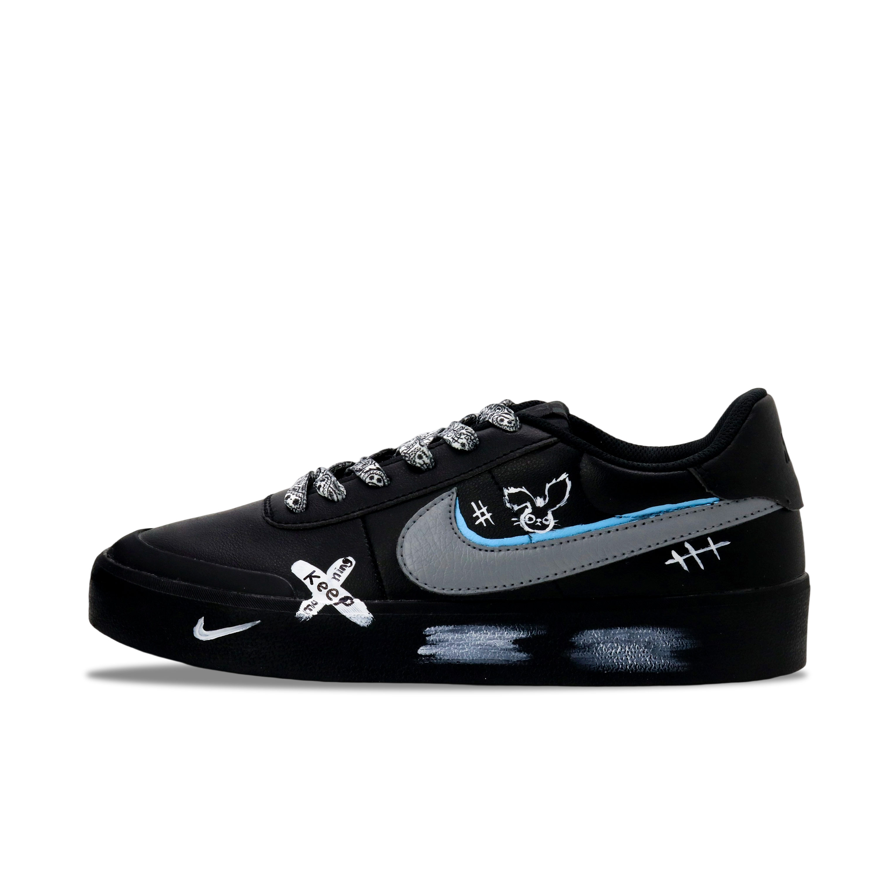

Nike Кроссовки для скейтборда Court Shot Graffiti Player, износостойкие, низкие, мужские, черные, серые, синие