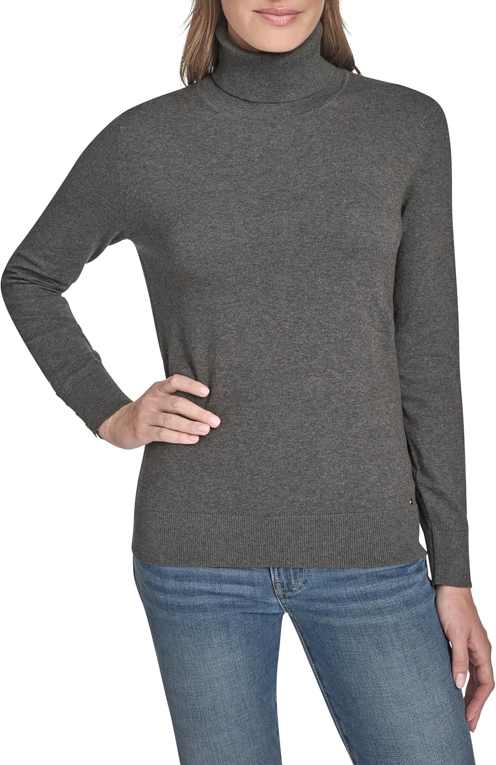 

Женская легкая хлопковая водолазка Tommy Hilfiger, Fog Heather Grey