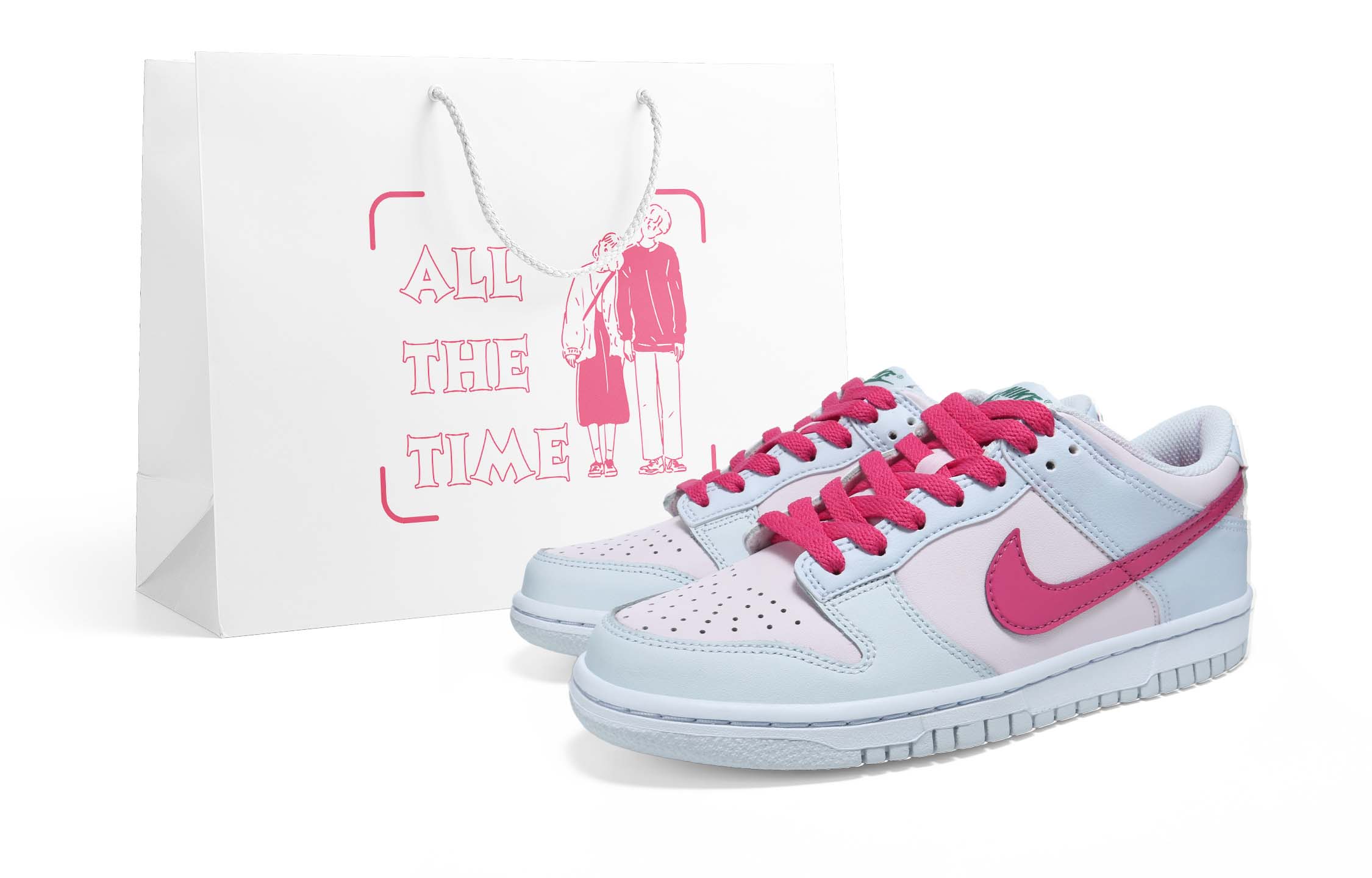 

Кроссовки Nike Dunk Skateboard Shoes Women's Low-Top White Pink