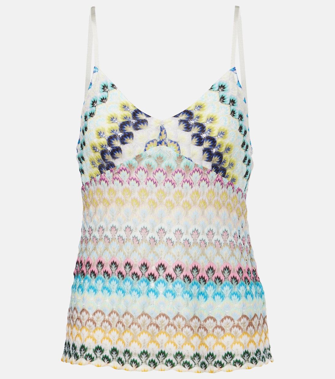 

Майка крючком Missoni, Multi Blue, Brown Yellow White