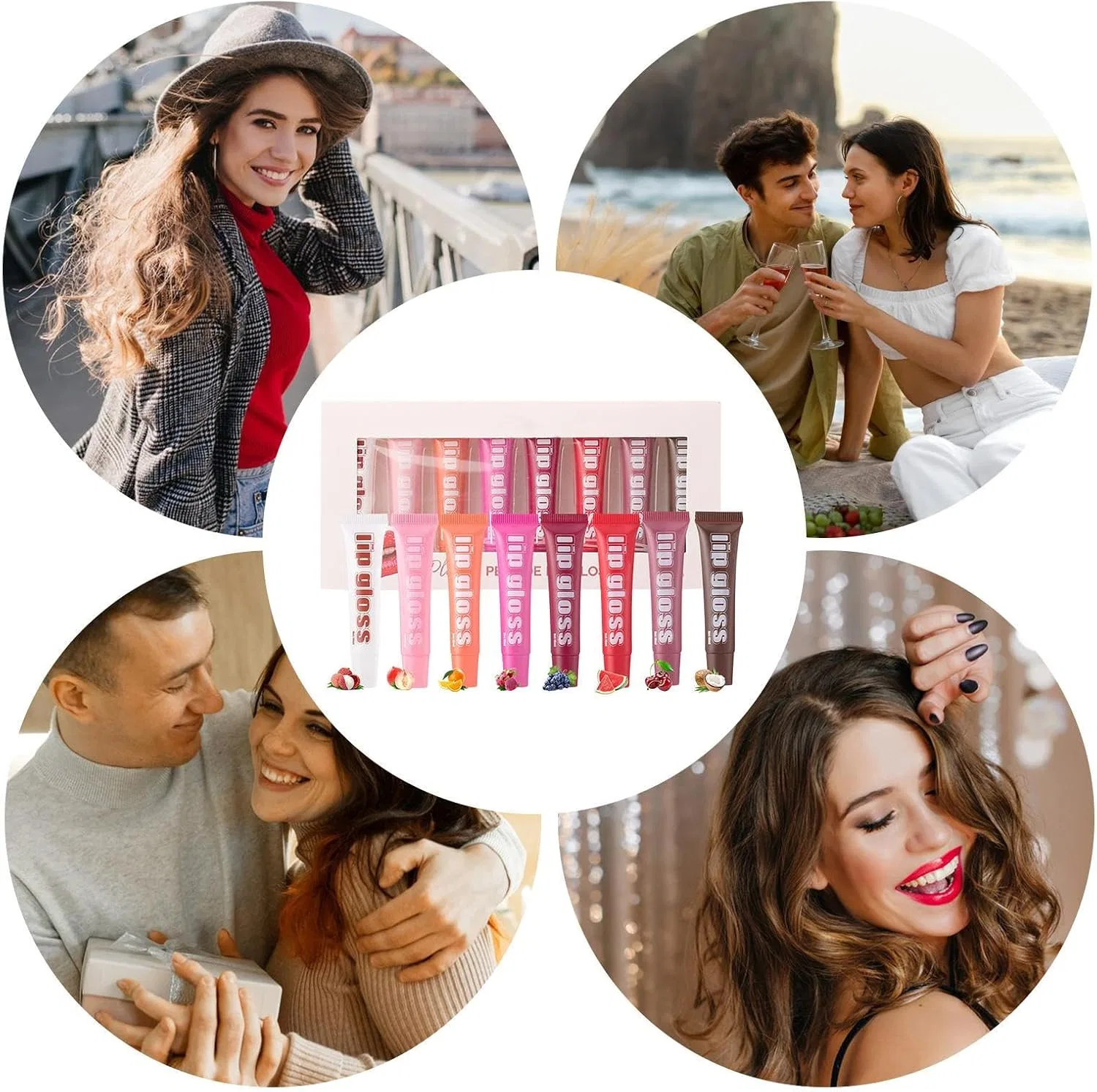Набор блесков для губ Jelly Tint Lip Butter Oil, 8 шт, ассорти фруктовых вкусов, увлажняющий — фото 4