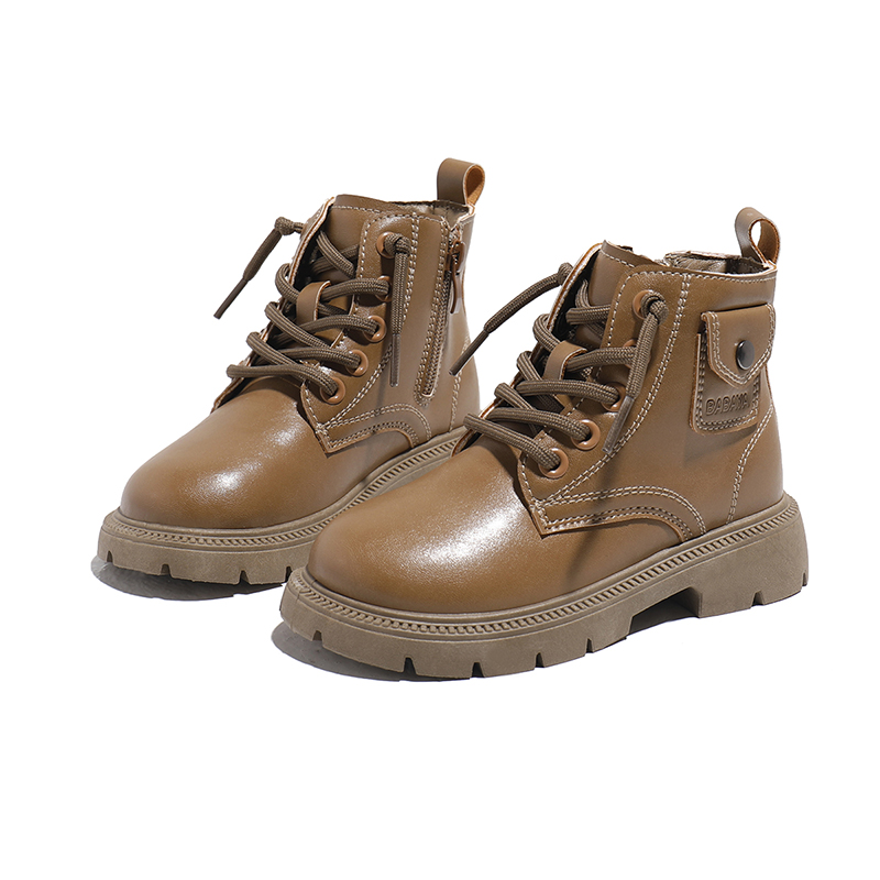 Детские ботинки Synthetic Leather Slip Resistant Anti Kick Thermal Lightweight Cushioning Babaya, коричневый — фото 4
