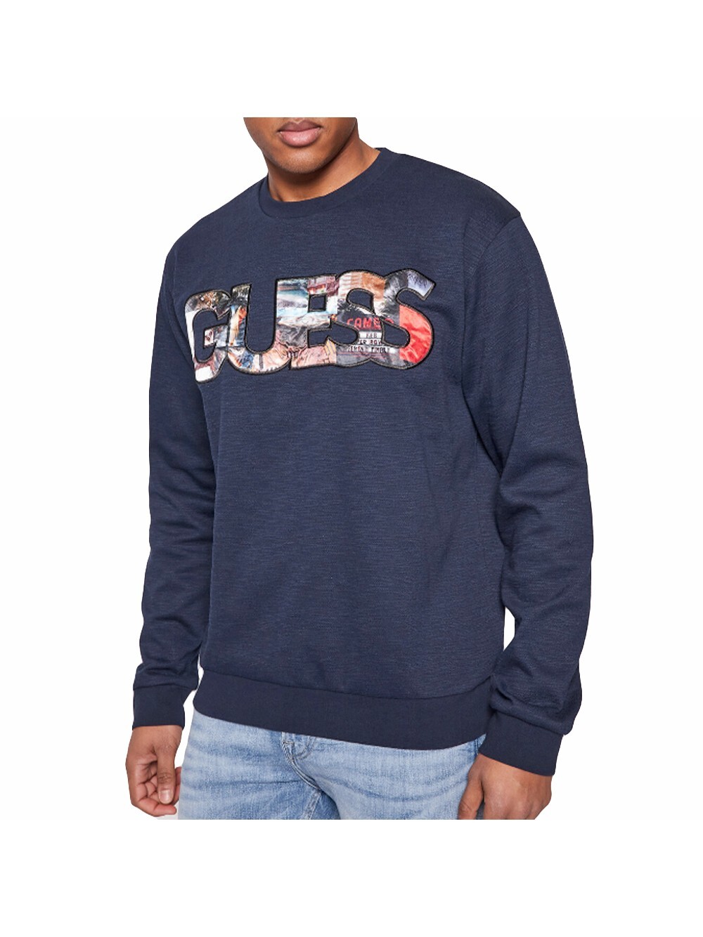 

Свитер с большим оригинальным логотипом Guess, синий