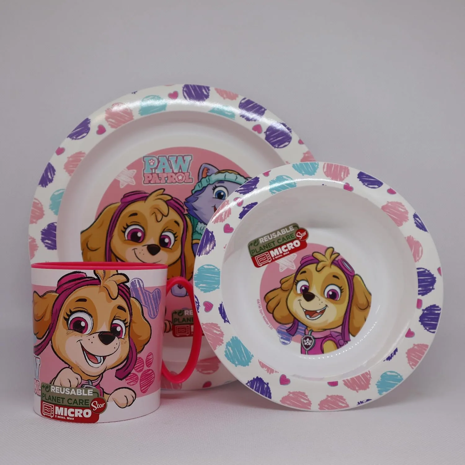 Детский набор посуды Paw Patrol, тарелка, миска и кружка 390 мл Skye Sorrisini — фото 2