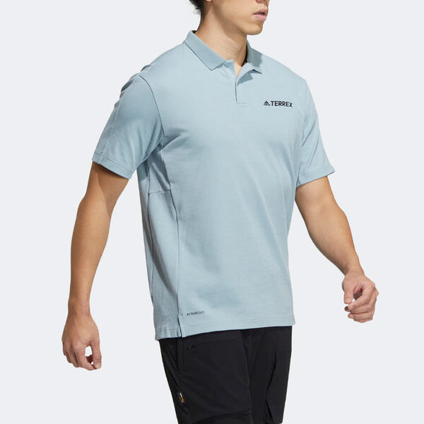 Футболка Men's adidas Terrex Tx Logo Solid Color Sports Short Sleeve Light Gray Polo Shirt, мультиколор — фото 4