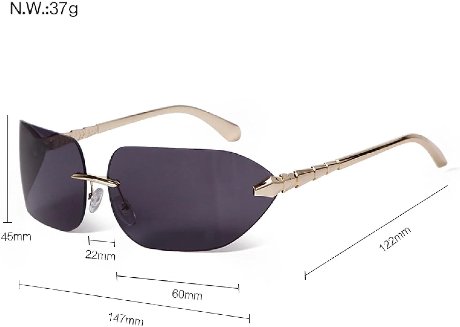 

Большие солнцезащитные очки без оправы, унисекс, для женщин и мужчин, серебристые, с защитой от УФ-излучения UV400, модные солнцезащитные очки-маски WNCKSQ, C2