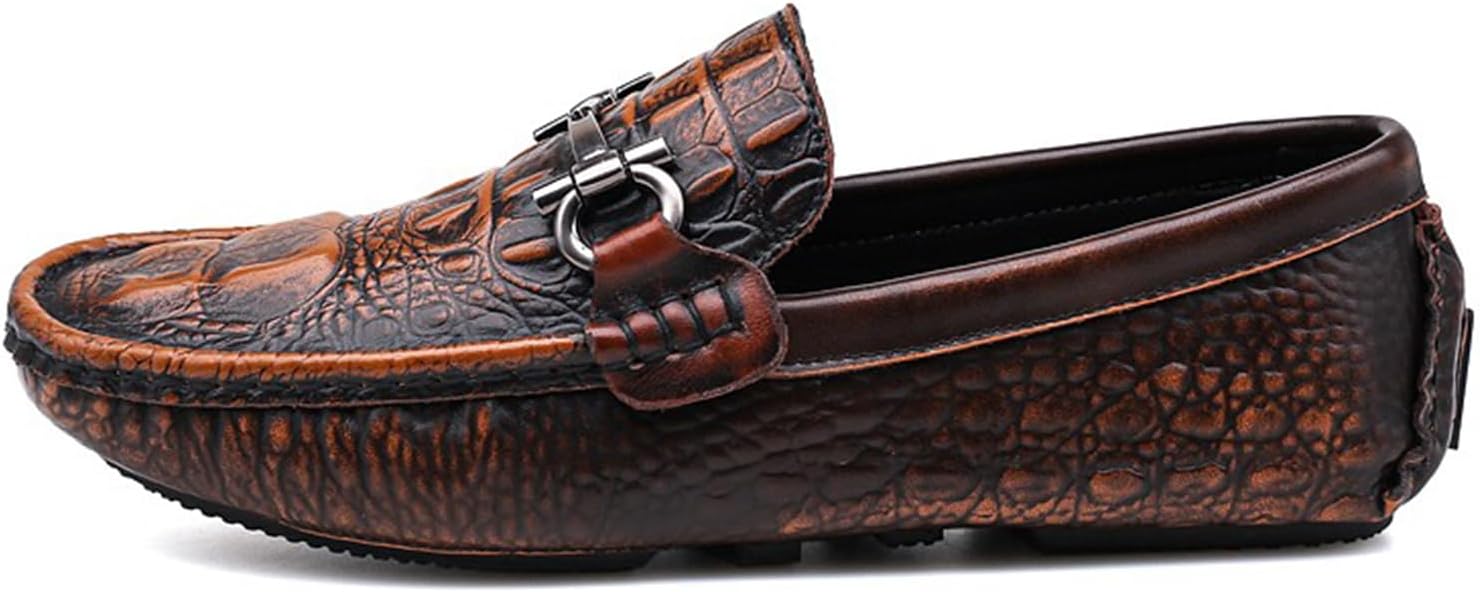 Кожаные лоферы Dacnakby Men's Crocodile Pattern, коричневый — фото 2