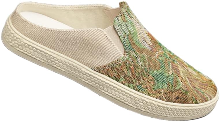 

Мужские модные тканевые тапочки с цветочными узорами, удобной нескользящей и дышащей резиновой подошвой, подходящие для активного отдыха и повседневной носки Hoalox, зеленый