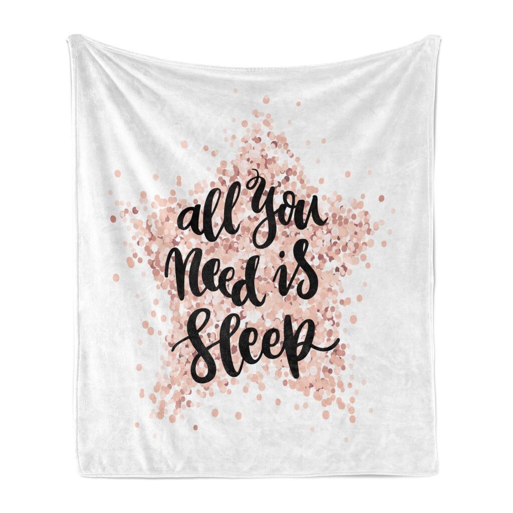 

Мягкое фланелевое флисовое одеяло ABAKUHAUS Sleep, Words All You Need Is Sleep, уютный плюш для использования в помещении и на улице, 125 x 175 см, бледно-розовый черный